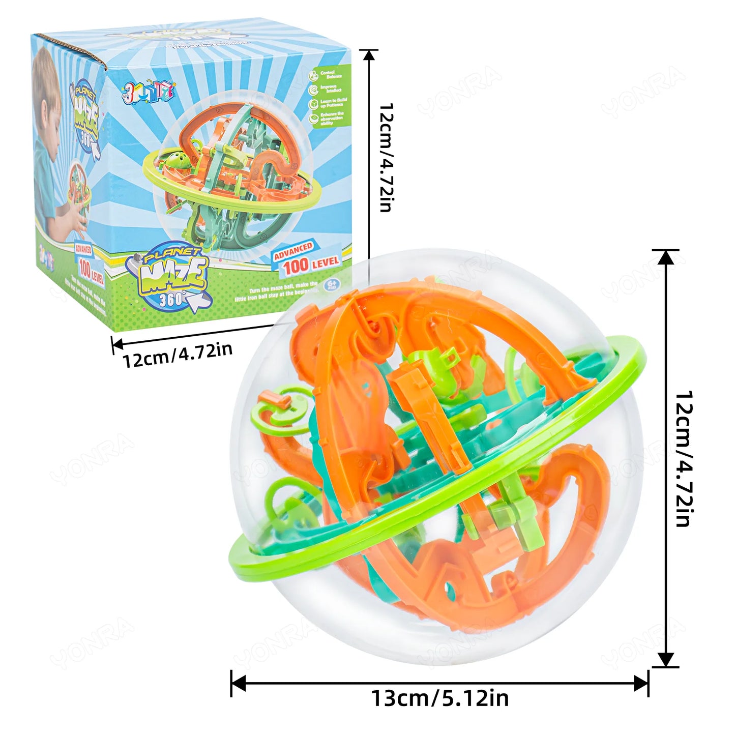 3D Puzzle Ball Maze Game - Steel Track Brain Teaser Toy with 100 Obstacles for Kids Birthday Gift