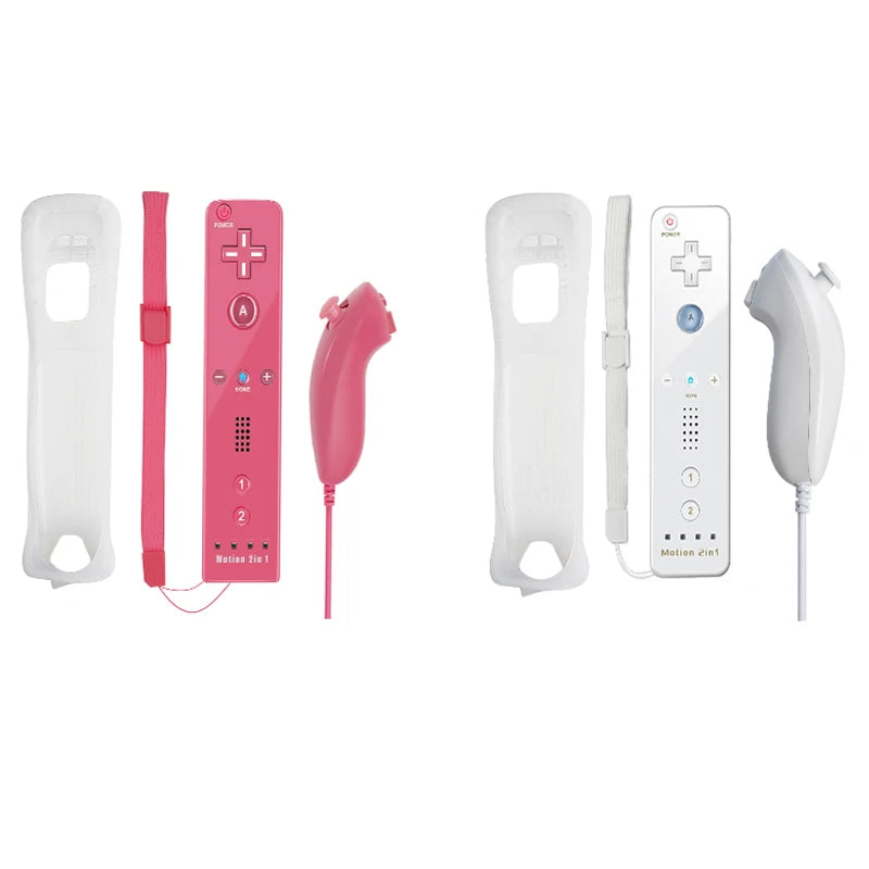 2-in-1 Nintendo Wii Controller Set — Wireless Motion Plus Gamepad with Silicone Case