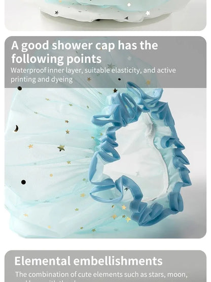 Double-Layer Waterproof Shower Cap — PVC Bathing Hat for Adult Women, Kitchen & Bathroom Use