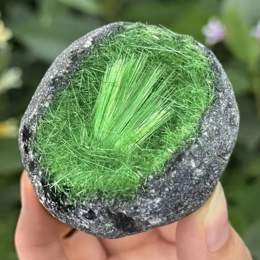 Raw Green Magnetite & Quartz Crystal Cluster - Egg-Shaped Mineral Specimen with Pyrite & Ice Crystals
