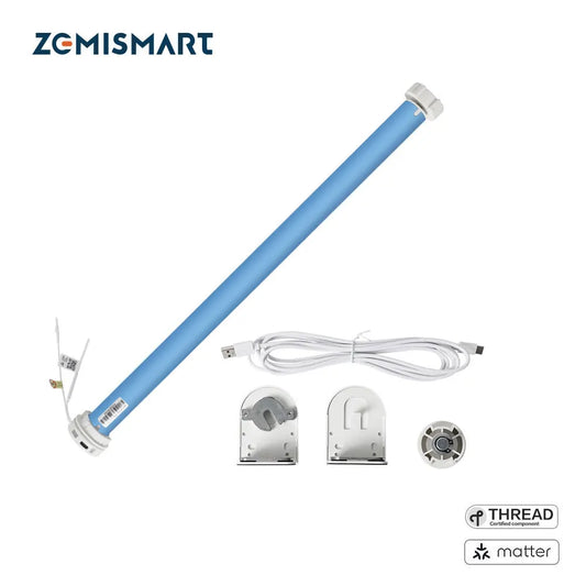 Zemismart Matter Smart Roller Shade Blinds – Motor with Built-in Battery, 38mm Tube, Compatible with HomeKit, Google Home, SmartThings App