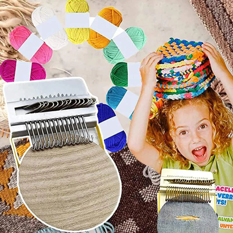 Speedweve Mini Mending Loom - Wooden & Metal DIY Textile Tool for Repairing Jeans, Clothes & Fabric Crafts