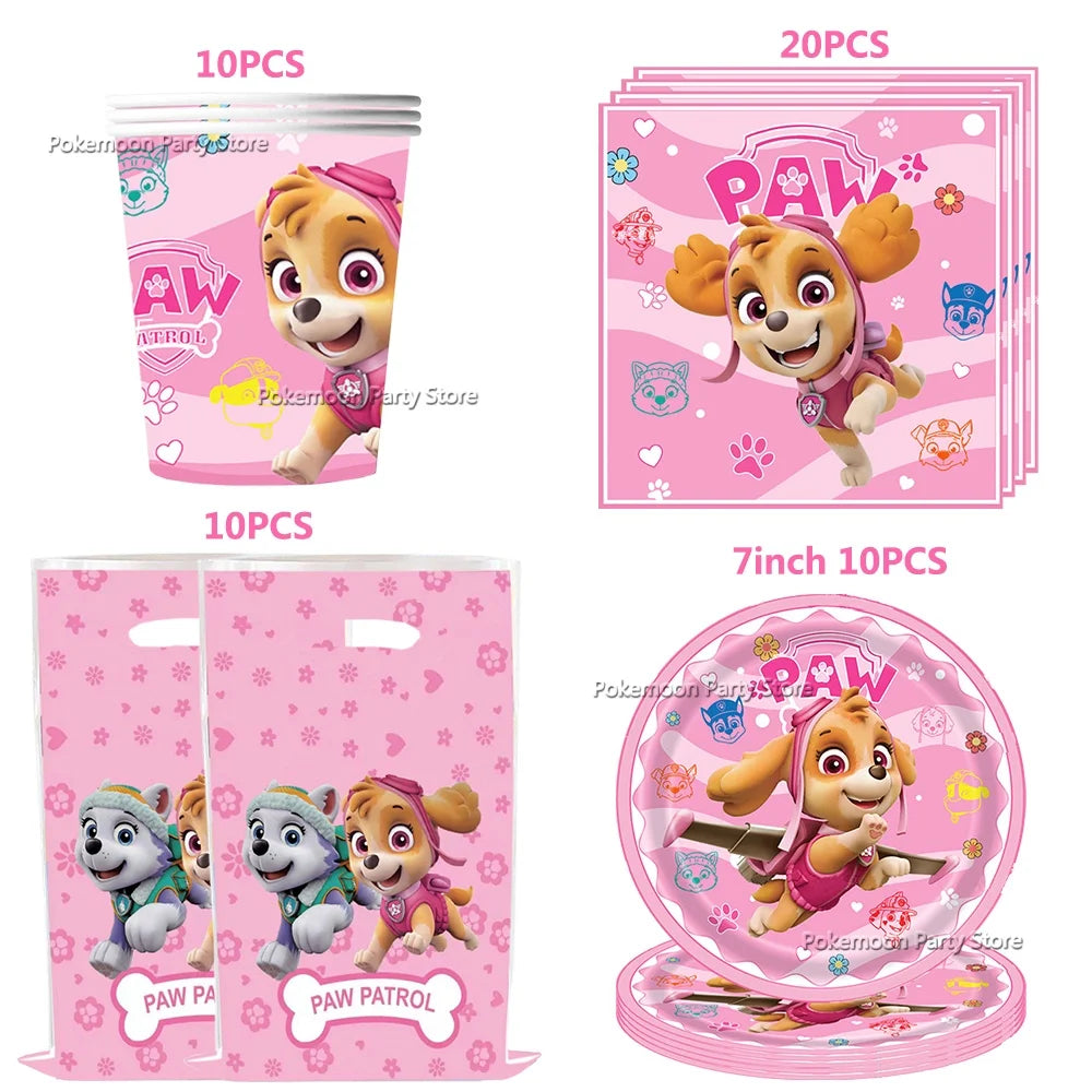 Paw Patrol Kids Birthday Party Supplies Set – Cups, Plates, Napkins, Gift Bags & Cake Toppers Decorations Kit