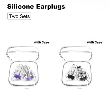 High-Fidelity Silicone Earplugs with Storage Case - Reusable Noise-Reducing Ear Plugs for Concerts, Musicians, Motorcycles, and Sound Sensitivity