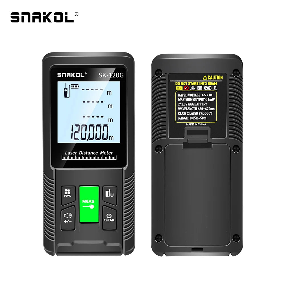 Snakol 120M Green Laser Tape Measure — High Accuracy Digital Distance Meter & Electronic Ruler