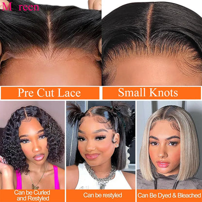 250% Density Straight Bob Wig for Women – Glueless Wear-and-Go, 4x4 Lace Closure, Ready-to-Wear Human Hair