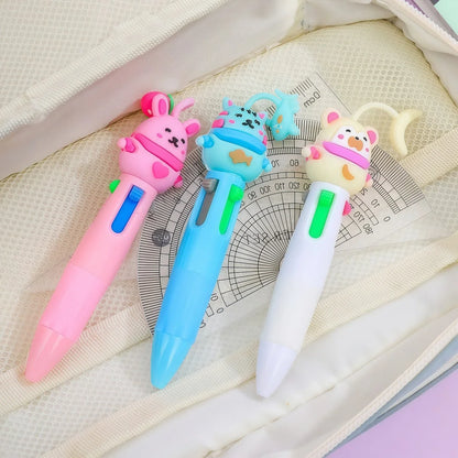 Cartoon Mini 4-Color Ballpoint Pen – Cute Multicolor Click Pen for School, Office, and Journaling