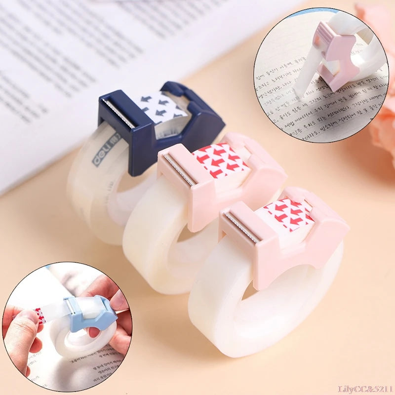 Transparent Small Tape 12mm with Cutting Tool - Adhesive, Writable, Invisible Correction Stationery