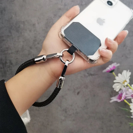 Coarse Weaving Nylon Phone Lanyard Strap – Short Wrist Chain with Metal Button, Anti-Lost Outdoor Pendant Rope