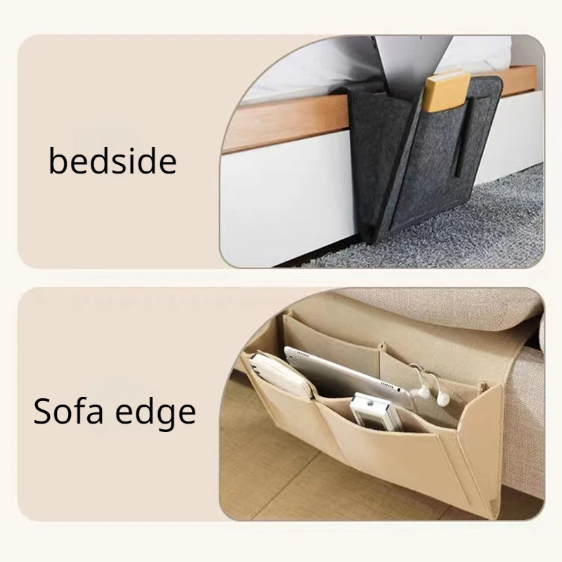 Felt Bedside Storage Organizer — Anti-Slip Hanging Pouch for Bed & Sofa
