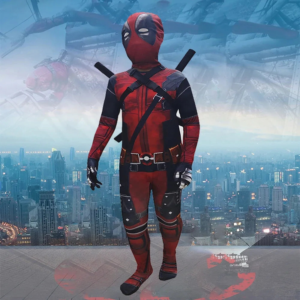 Deadpool Kids Halloween Cosplay Costume – Superhero Jumpsuit for Children