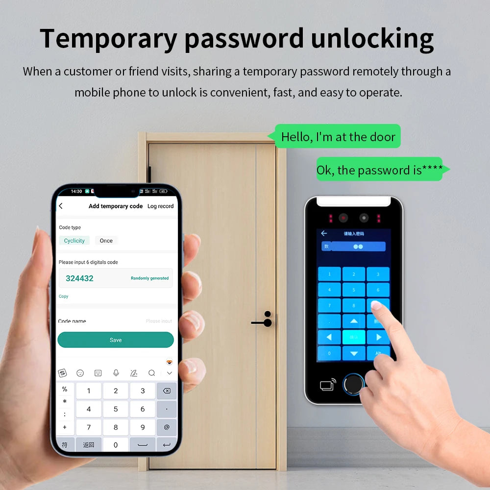 Asia Teco 5-Inch Face Recognition Access Control – WiFi TCP/IP Attendance Machine with Tuya App & Fingerprint Scanner
