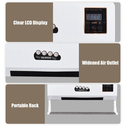 2-in-1 Wall-Mounted Heater & Fan – 1800W Electric Space Heater with Cooling Fan and Remote for Home & Dorm
