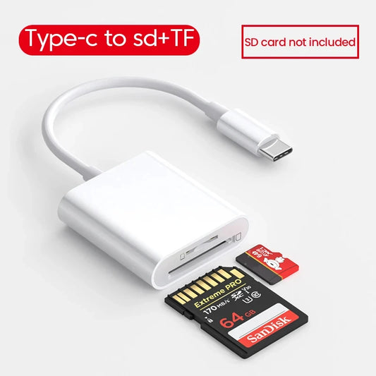 4-in-1 OTG USB-C Card Reader – SD, TF, USB Flash Drive for iPad, Xiaomi & Huawei Tablets