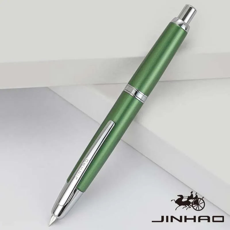 Jinhao 10 Metal Fountain Pen – Press-Out Nib, Retractable Fine Nib with Ink Converter