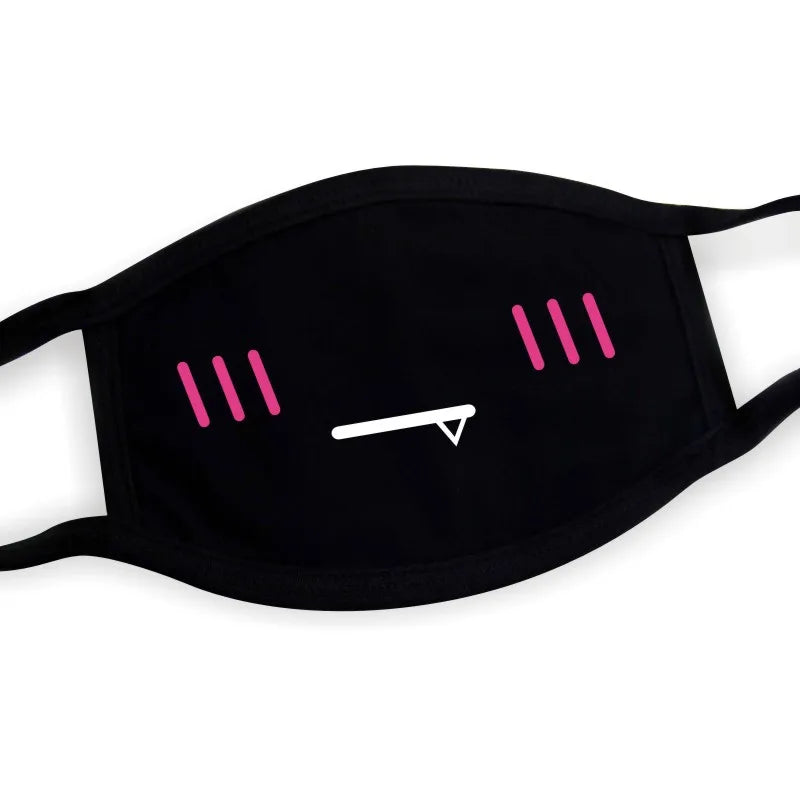 Black Cotton Winter Mask — Unisex Thickened Half-Face Cotton Cartoon Pattern Anti-Dust Respirator