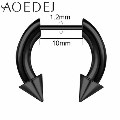 AOEDEJ 16G Stainless Steel Plug-In Style Nose Ring – Spike Ox Horn Septum Ring for Men & Women Large Gauge Body Piercing (8–10mm) Single Piece