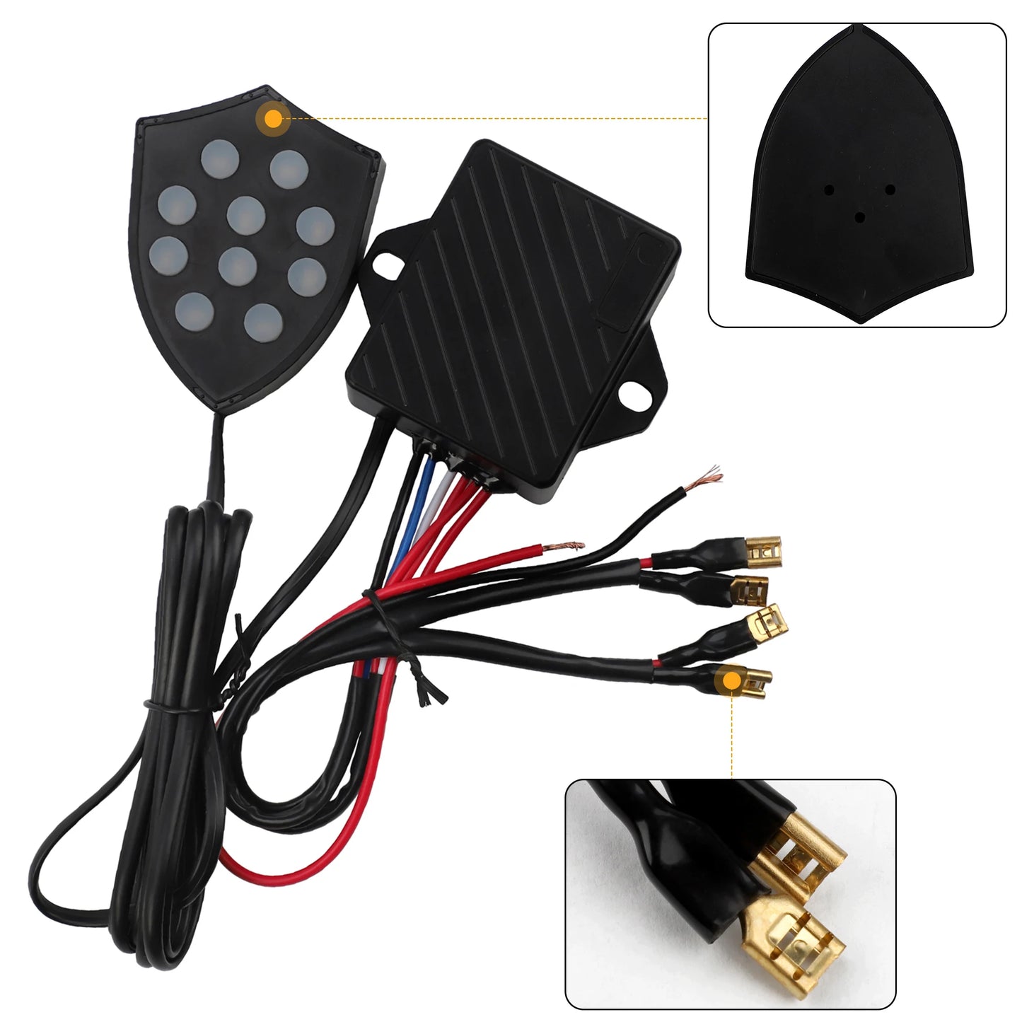 12V Universal Electronic Car Horn – 10 Sound Musical Siren Controller with Snail Trumpet, Automotive Alarm Accessory