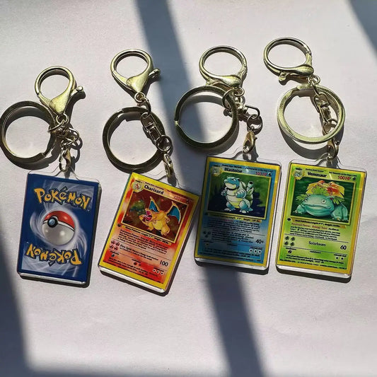 Anime Pokémon Classic Acrylic Keychain Set — Charizard, Venusaur, Blastoise, Mewtwo Game Collection Toy Gift