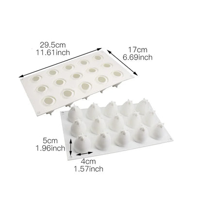 15-Hole Strawberry Silicone Mold – 3D Baking Tray for Mousse, Chocolate, Fruit Cakes & Kitchen Decoration Tools
