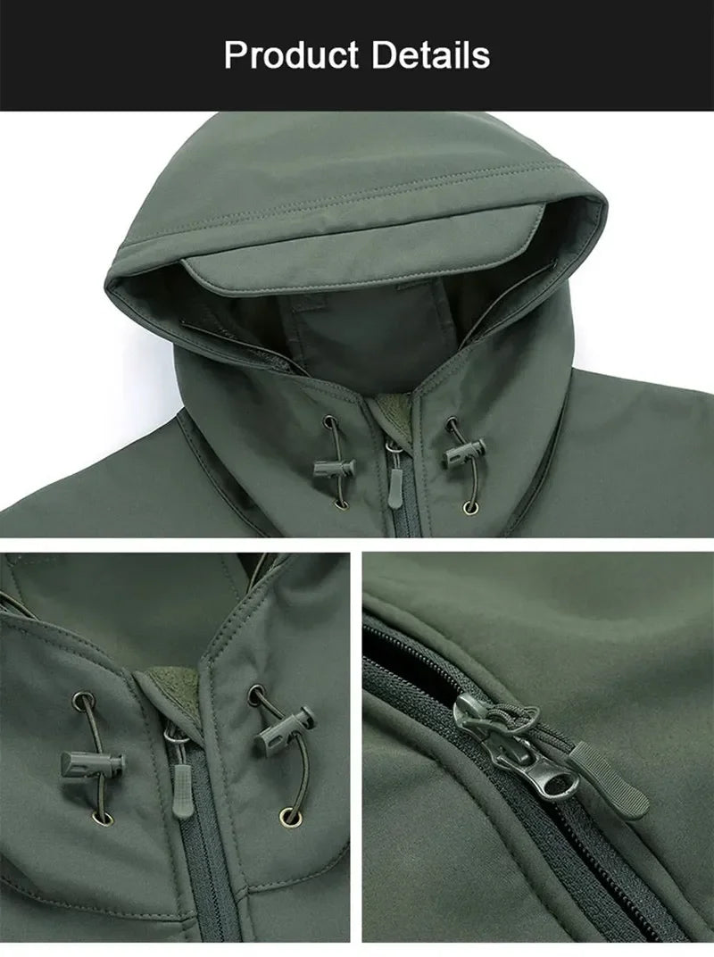 Men's Tactical Winter Set – Windproof Waterproof Soft Shell Jacket & Sharkskin Work Pants | Multi-Pocket Outdoor Suit
