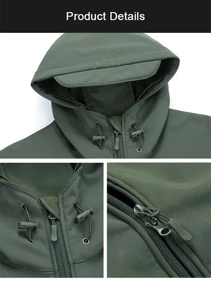 Men's Tactical Winter Set – Windproof Waterproof Soft Shell Jacket & Sharkskin Work Pants | Multi-Pocket Outdoor Suit