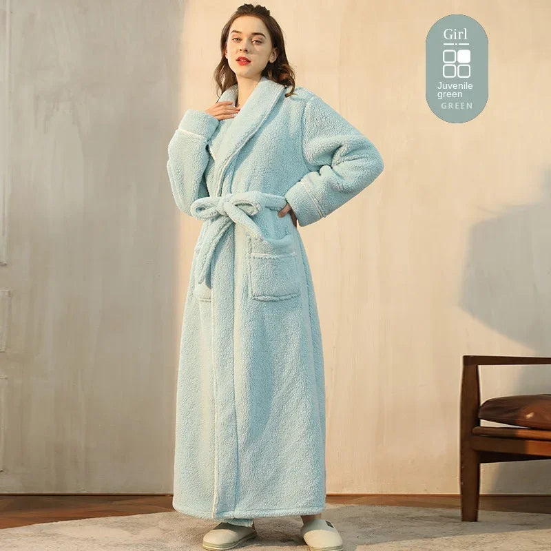 2025 Autumn Winter Cotton Robe – Thick Comfortable Large-Size Bathrobe for Men & Women, Luxury Couple Pajamas