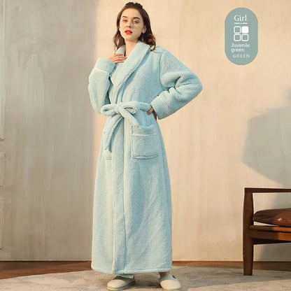 2025 Autumn Winter Cotton Robe – Thick Comfortable Large-Size Bathrobe for Men & Women, Luxury Couple Pajamas
