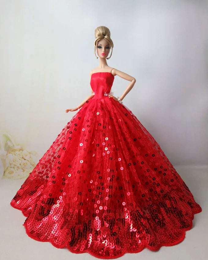 Genuine Barbie Doll Clothes Accessories — 30cm Princess, Wedding & Evening Dresses Lot with Gowns and Skirts