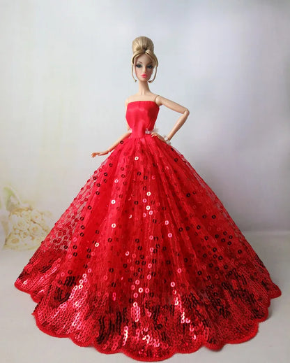 Genuine Barbie Doll Clothes Accessories — 30cm Princess, Wedding & Evening Dresses Lot with Gowns and Skirts