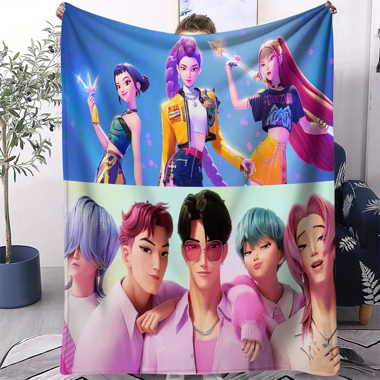 K-Pop Demon Hunters Flannel Blanket – 31 Styles Anime Throw for Home, Travel & Camping Fan Gift