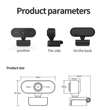 1080P HD USB Computer Camera – Built-In Microphone Web Cam for Work & Tripod Use