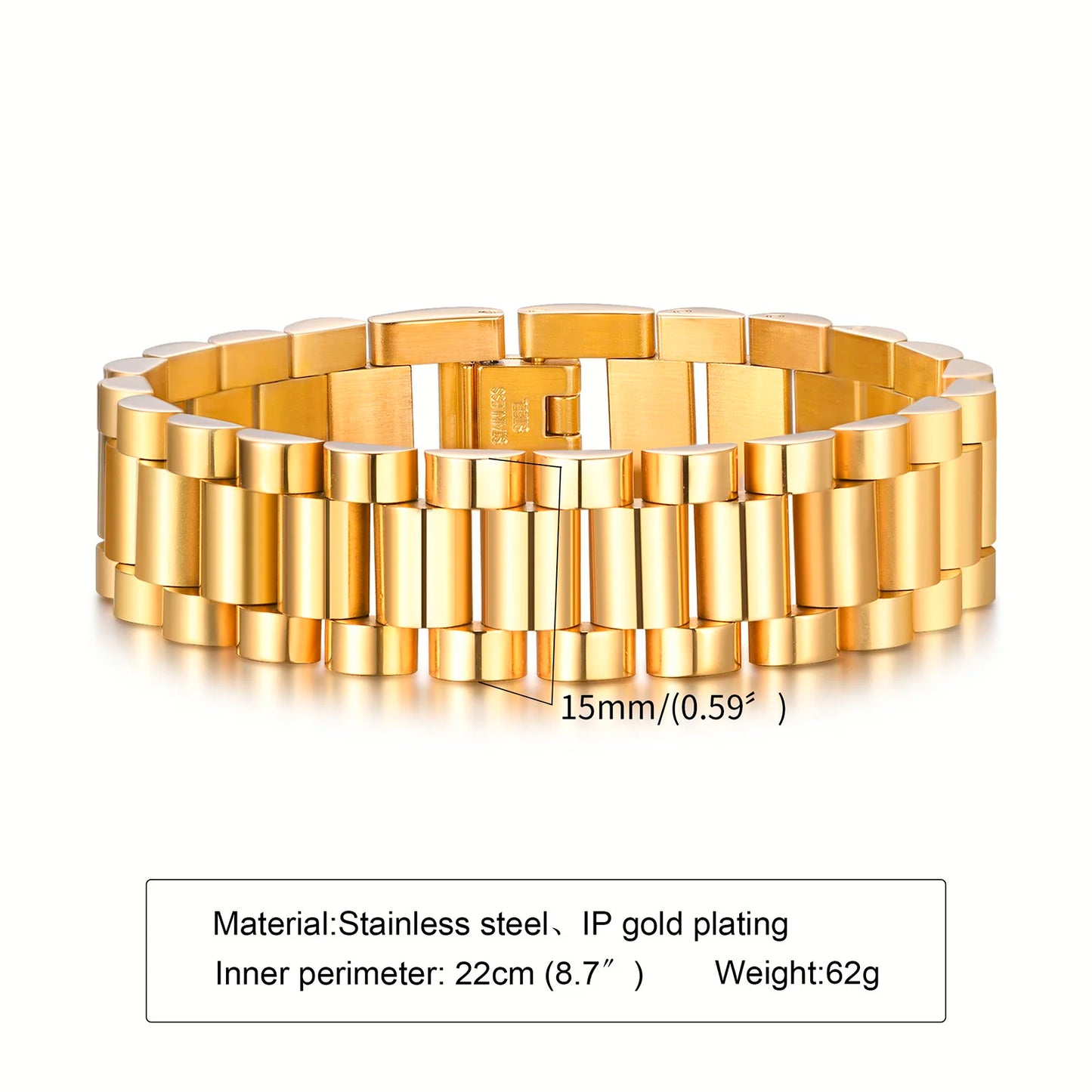 Vnox Stainless Steel Watchband Bracelet for Men & Women – Classic Link Chain Bangle Unisex Jewelry