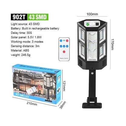 Powerful LED Solar Outdoor Wall Lamp – Rechargeable Human Motion Sensor Light for Garden, Terrace, Garage & Street