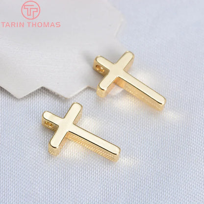 24K Champagne Gold Cross Charms - Small Brass DIY Jewelry Pendants & Craft Accessories