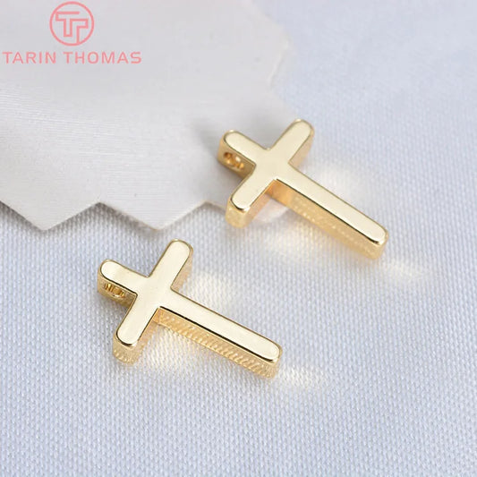 24K Champagne Gold Cross Charms - Small Brass DIY Jewelry Pendants & Craft Accessories