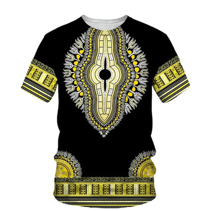 Summer African Dashiki 3D Print T-Shirt - Harajuku Ethnic Pattern Streetwear Tee for Men and Kids