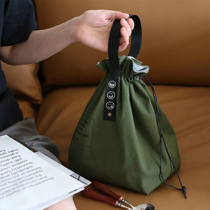 Canvas Lunch Bag – Portable Bento Box Handbag for Outdoor Picnic, School, and Food Storage, Fresh-Keeping Tote Accessory