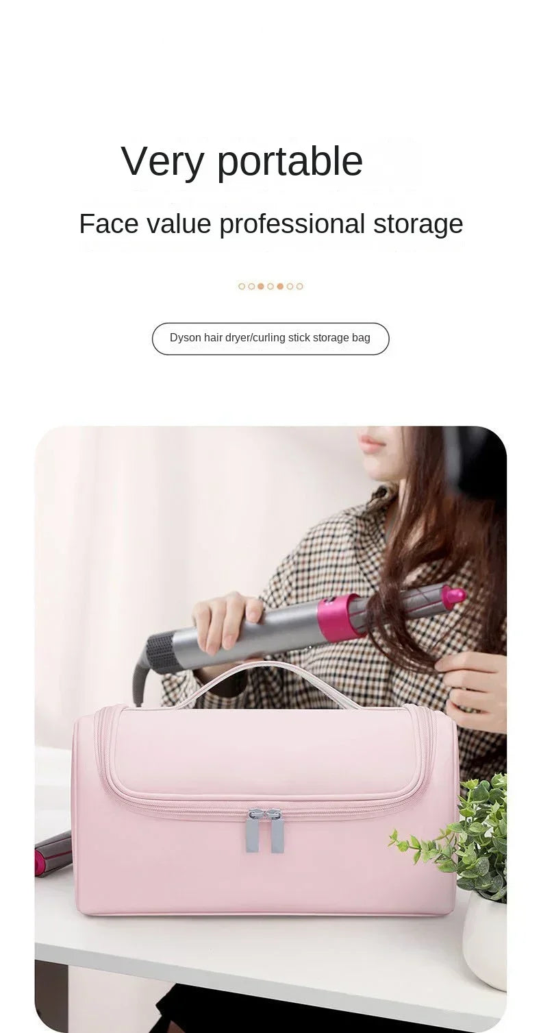 Portable Hair Dryer & Curling Iron Storage Bag – Waterproof, Large Capacity with Hideable Hanging Hook & Non-Slip Pouch