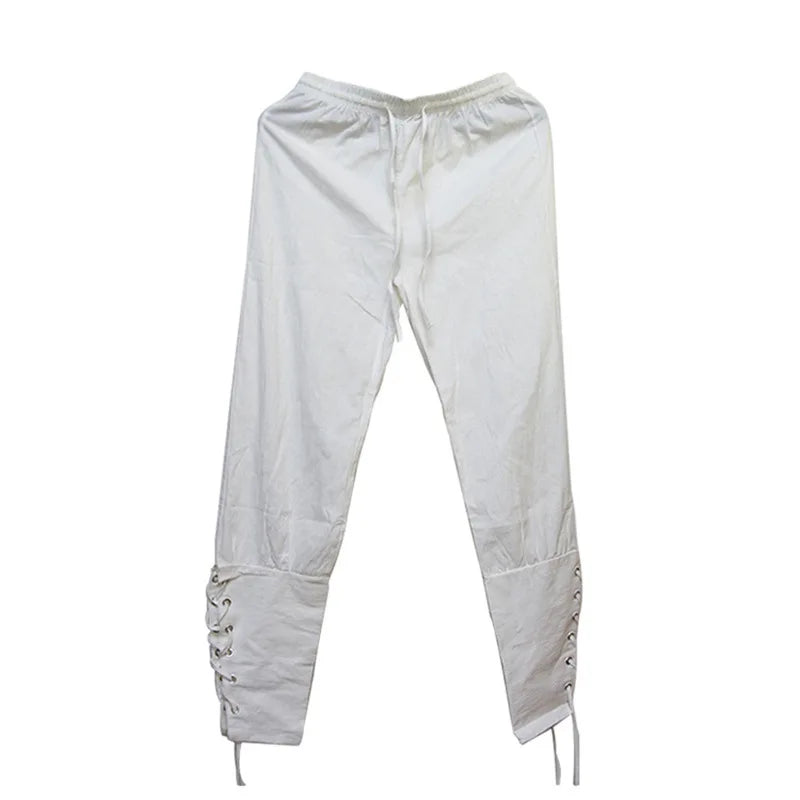 Men’s Pirate & Viking Costume Pants – Renaissance Medieval Drawstring Shorts for Halloween Cosplay