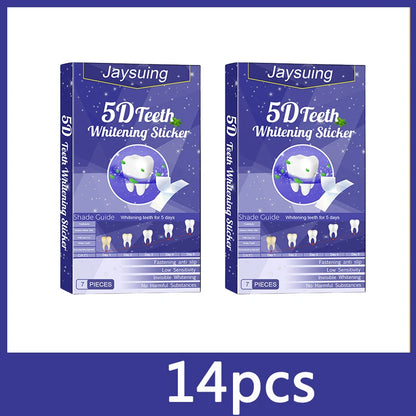 5D Whitening Teeth Stickers – 7/14 Pairs Gel Strips for Stain Removal, Dental Bleaching & Oral Hygiene Care