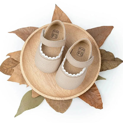 Meckior Baby Boys & Girls Shoes - Infant Leather with Rubber Sole, Anti-Slip Toddler First Walkers, Newborn Princess Crib Shoes