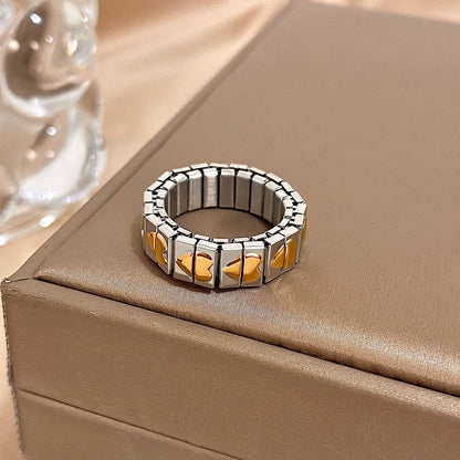 Greatera Stainless Steel Heart Cuff Ring – Wide Thick Statement Jewelry for Women & Men, European American Style