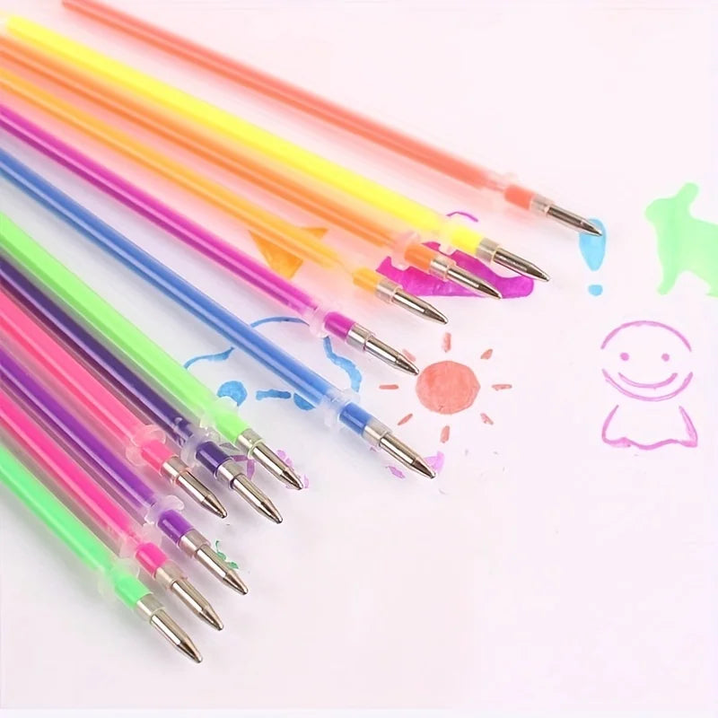 100PCS 1.0mm Glitter Pen Refills - Multicolor Gel Ink DIY Art & Writing Refill Set