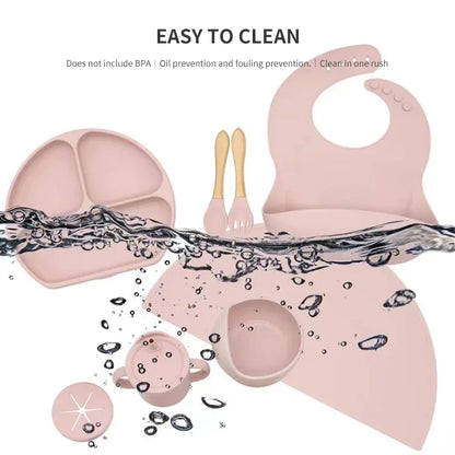 6-Piece Baby Meal Set – Silicone Training Plates, Bowls & Cutlery for Children