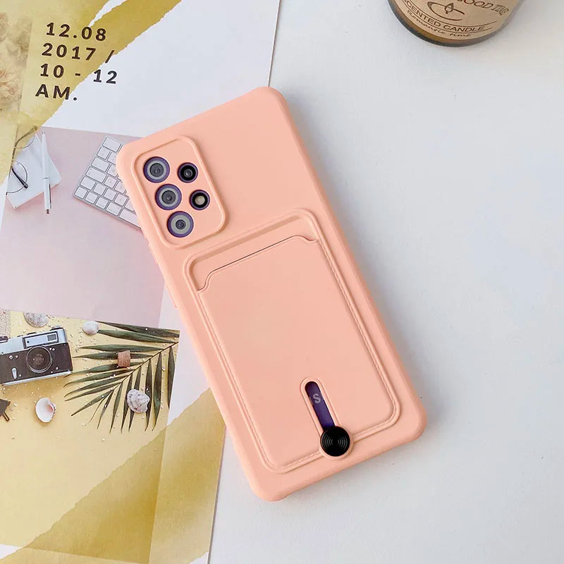 Shockproof Wallet Phone Case for Samsung Galaxy A51/A52/A53/A55 & A71/A72 – Soft Silicone Card Slot Back Cover