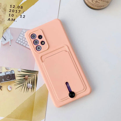 Shockproof Wallet Phone Case for Samsung Galaxy A51/A52/A53/A55 & A71/A72 – Soft Silicone Card Slot Back Cover