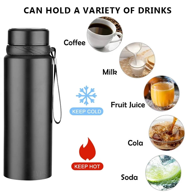 1L Thermal Water Bottle - Vacuum Insulated Stainless Steel Thermos for Hot and Cold Beverages, Ideal for Water, Tea, and Coffee