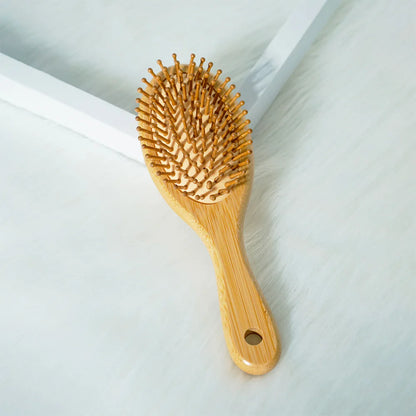 Bamboo Hair Brush with Wide Teeth & Air Bag - Smooth Scalp Massage Comb for Women Hairdressing Styling Tools