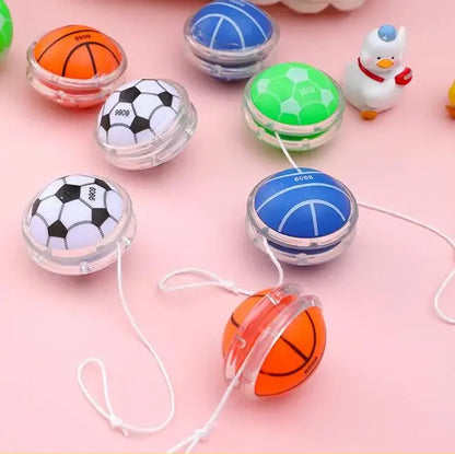 10pcs Classic Yoyo Toys – Football & Basketball Patterned Favors for Kids Birthday, Pinata, & Kindergarten Rewards